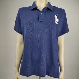 Polo Ralph Lauren blue white Big Pony cotton short sleeve polo shirt ladies XL